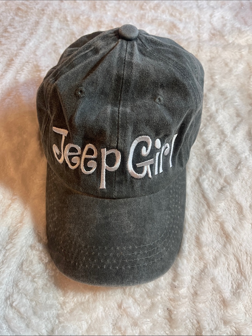 Jeep Girl Gray Baseball Cap with White Embroidery